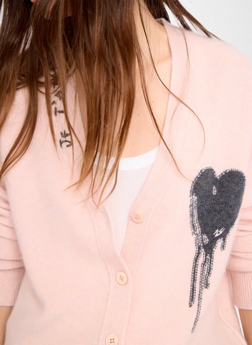 Gilet droit en cachemire ZADIG&VOLTAIRE Rose